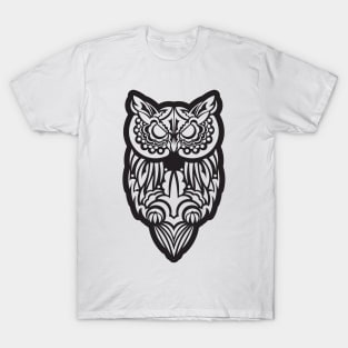 Black White Owl Fantasy Artsy Style T-Shirt